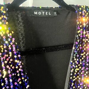 Motel Rocks Black Sequin Long Sleeve Dress